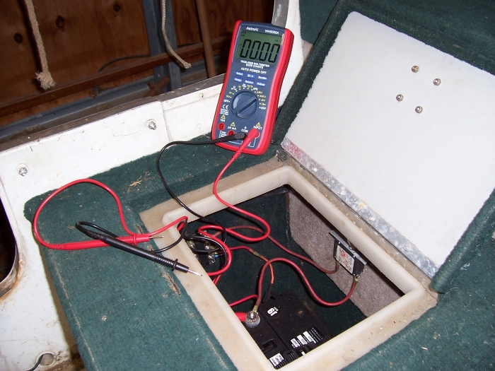 multi-meter testing boat battery